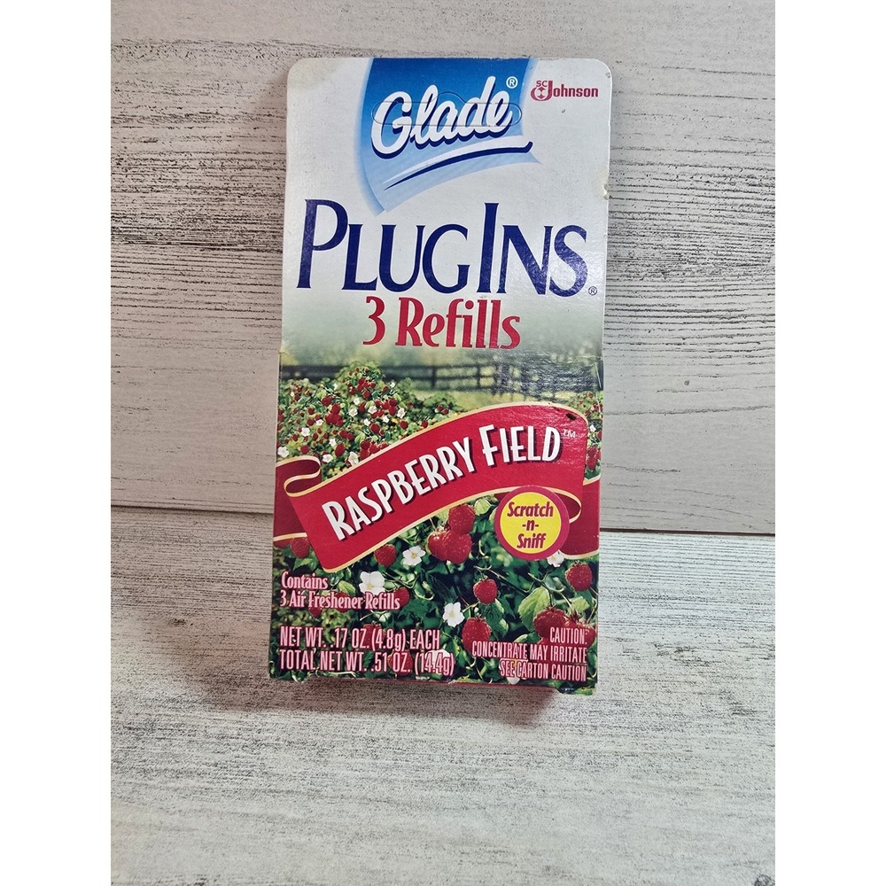 Raspberry Fields Glade Air Freshener Plugins 3 Gel Refills Vintage 1999 NOS